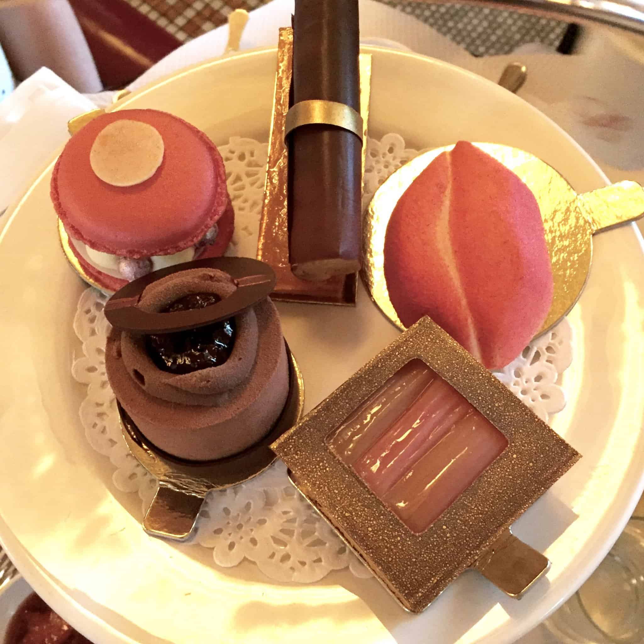 Make-up shaped cakes at the Bobbi Brown Afternoon Tea at Balthazar London