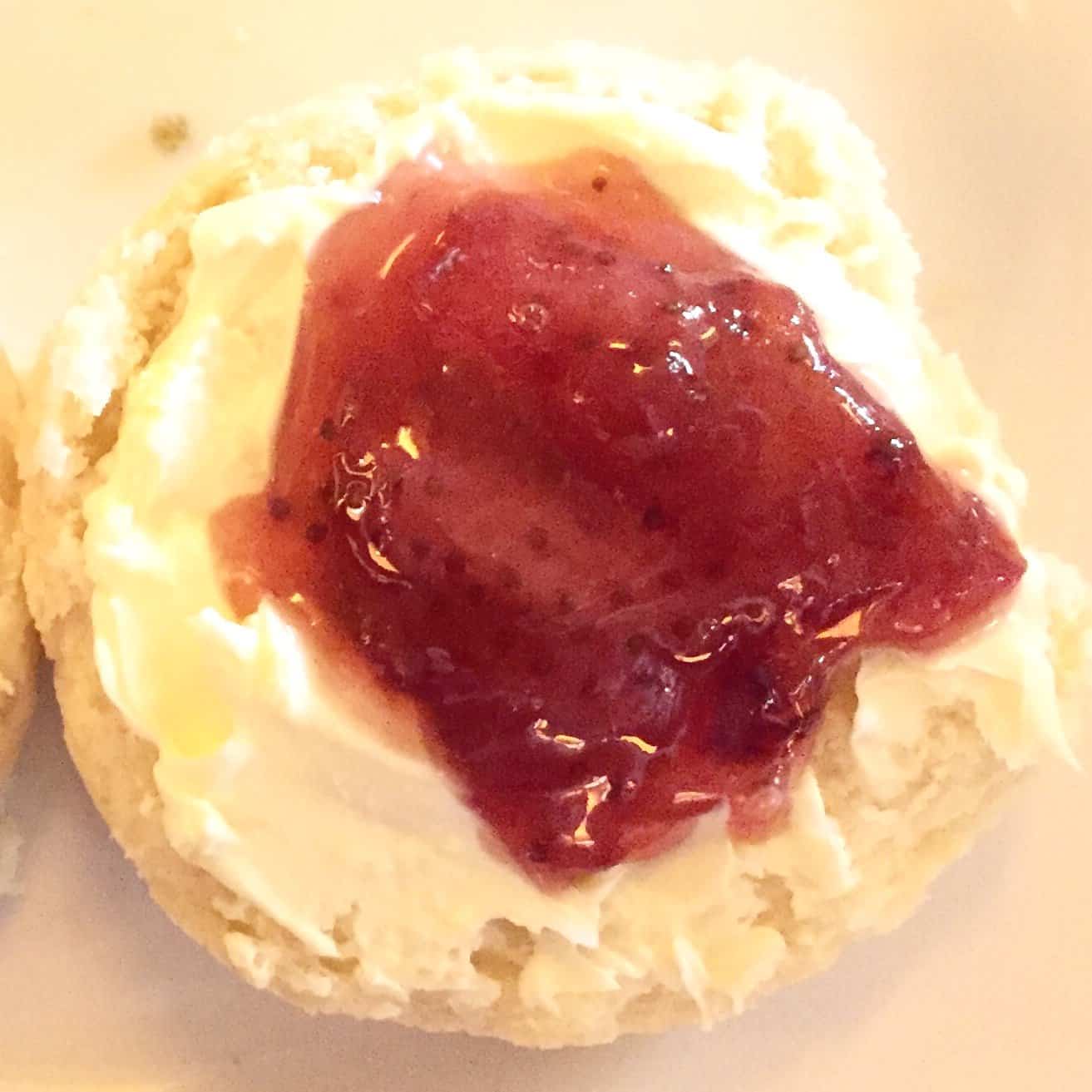 Scone with cream and jam