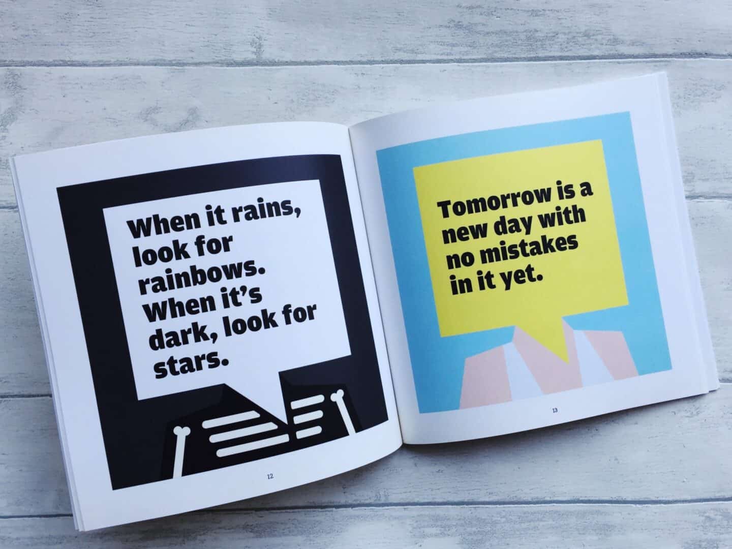 I chose some good advice about looking on the bright side, along with one of my favourite quotes from Anne of Green Gables.