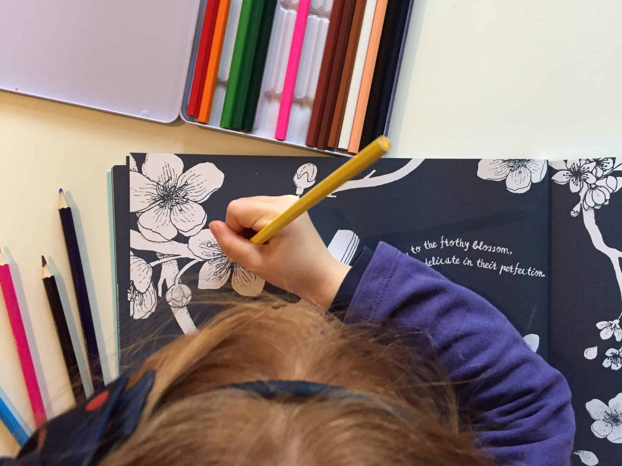 Ava starting to colour in her Colour Together colouring book