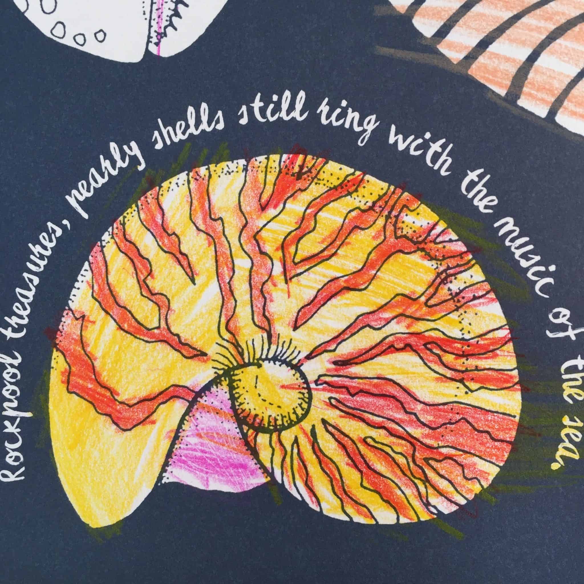 Ava's colouring in a shell for Colour Together