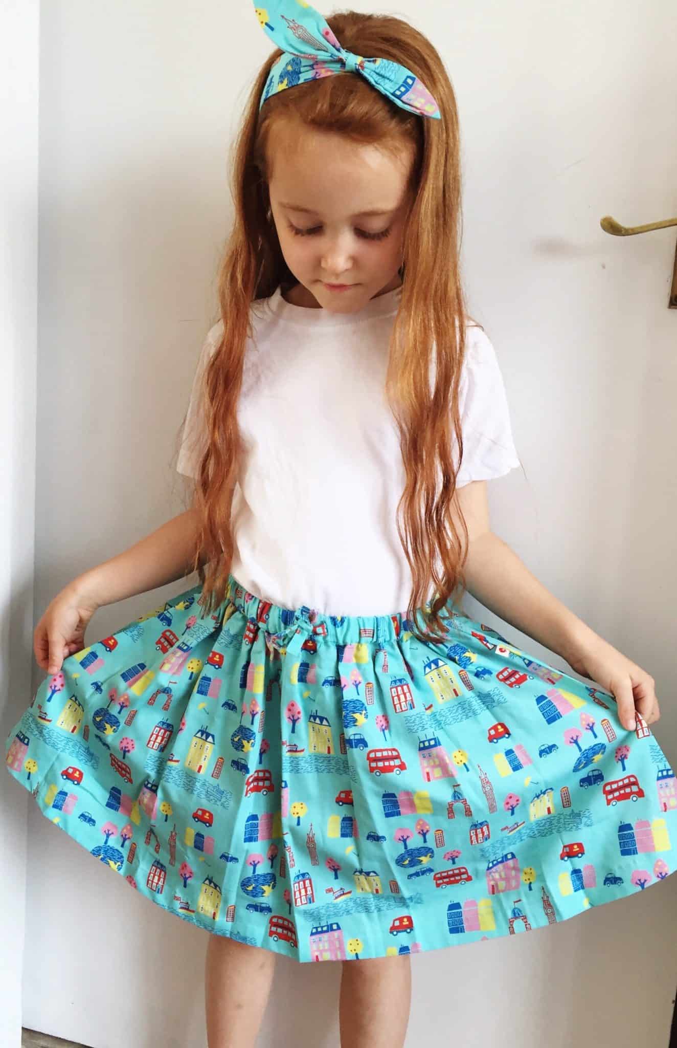 Piccalilly organic clothes London Print skirt and hair band