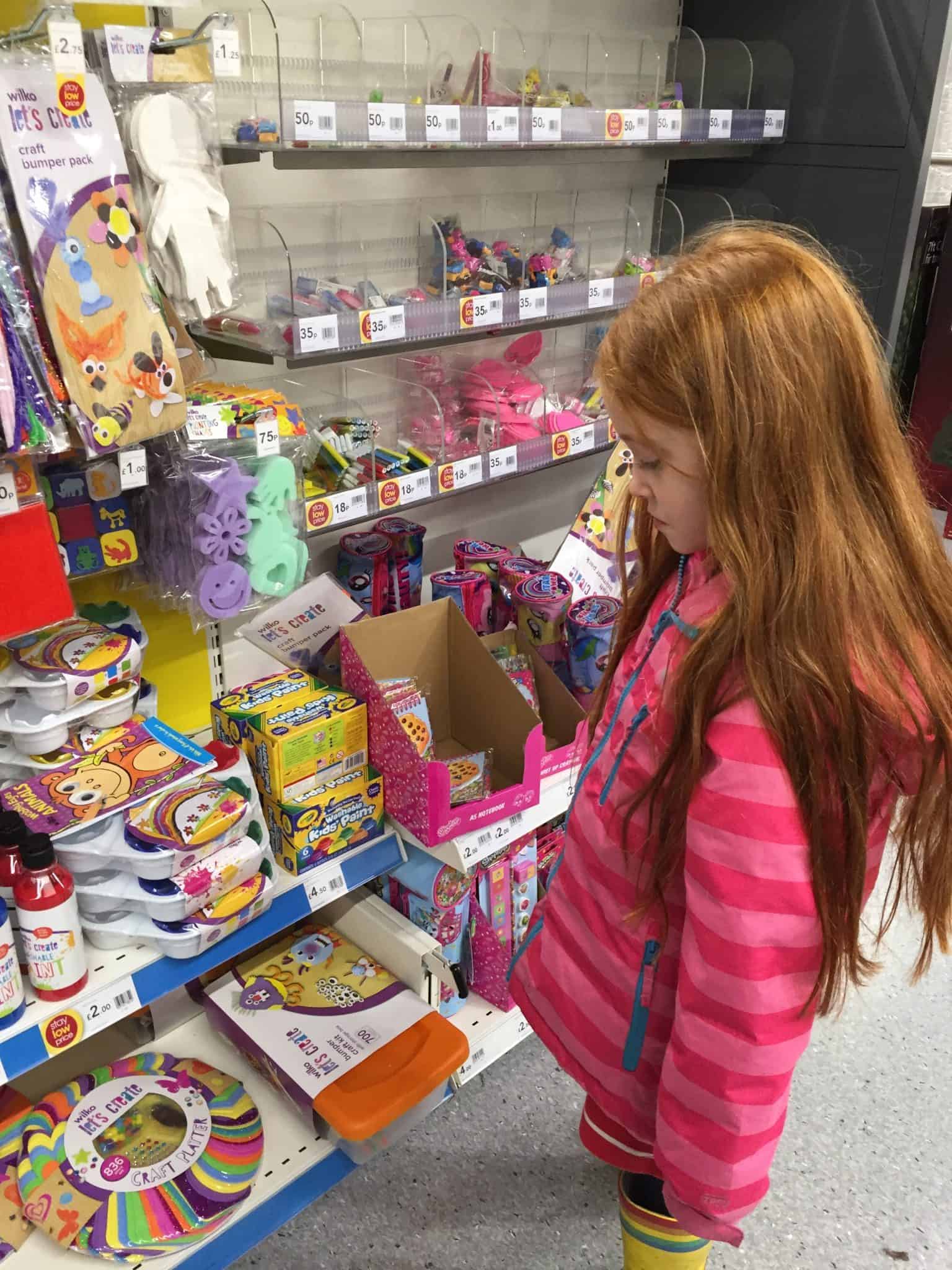 Selecting art and craft materials for our Christmas box