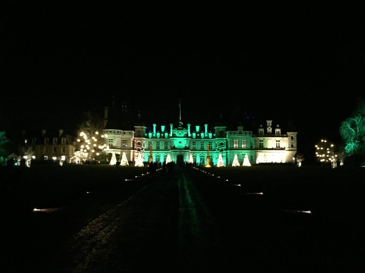 Waddesdon Manor lit up, by night
