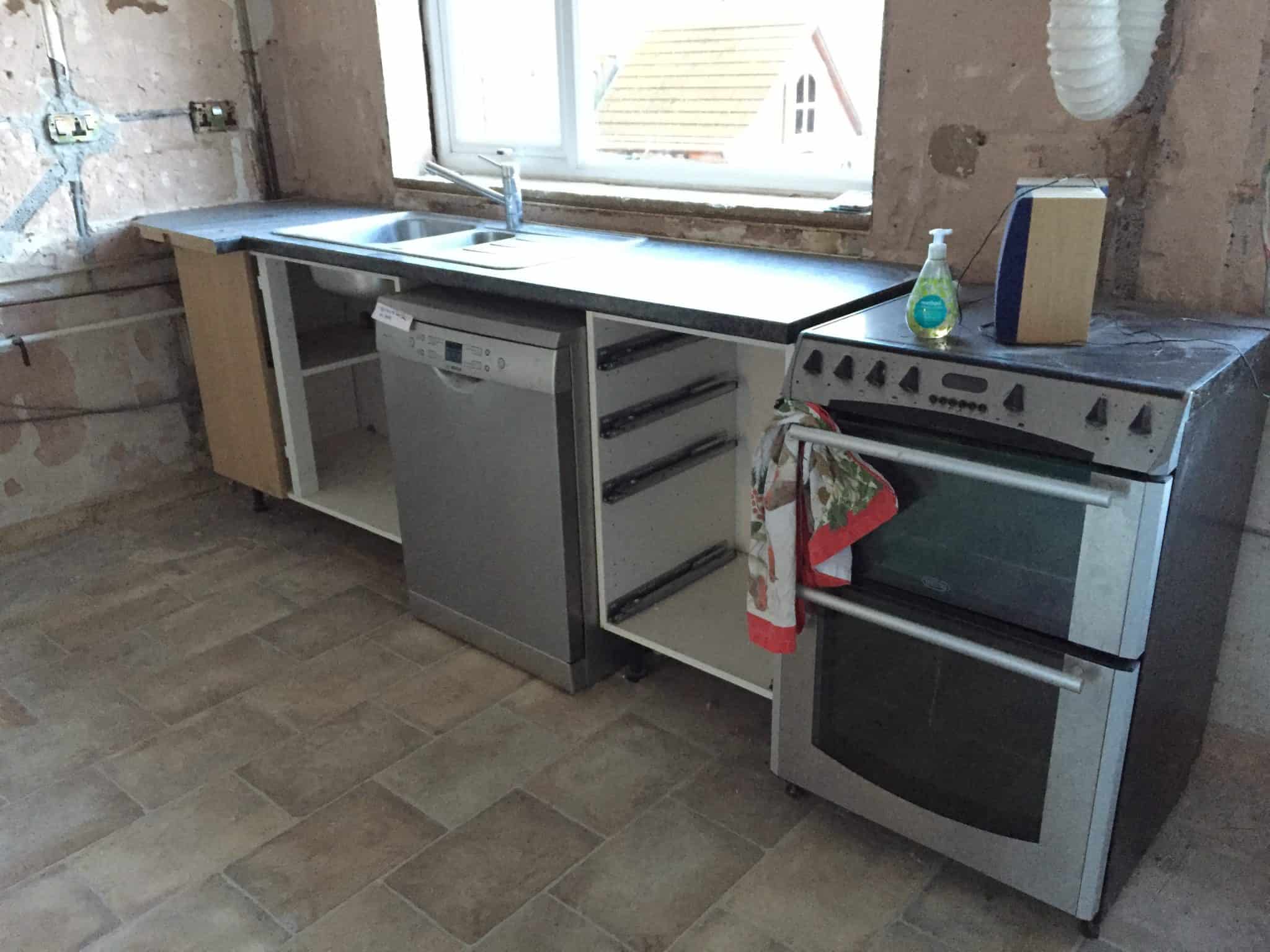 Kitchen Renovation Day 1 only the sink, dishwasher and cooker were left