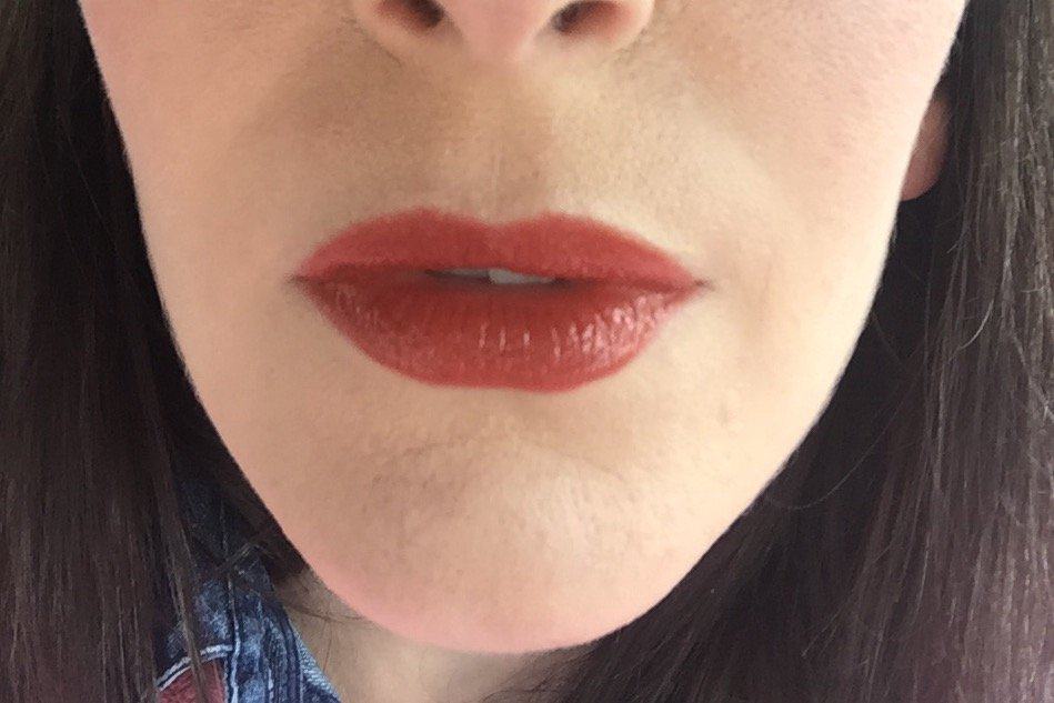 Two coats of NATOrigin Organic Lipstick