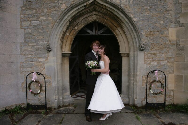 Outside the church