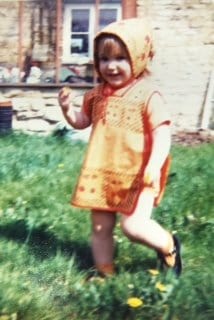 Becky in an orange Clothkits outfit