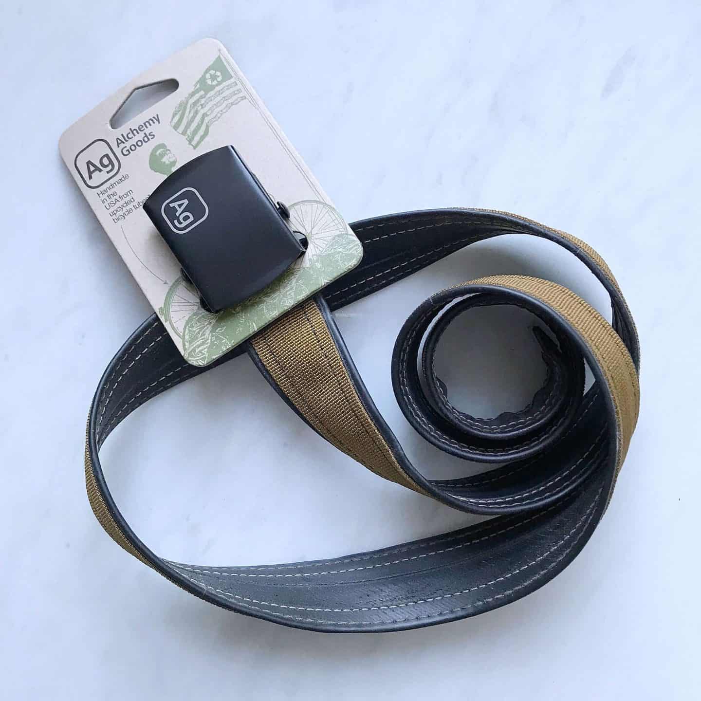 Alchemy Goods recycled black and brown belt from Uncommon Goods