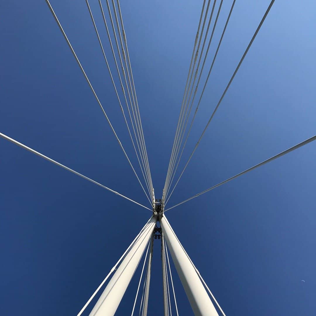 Look up from the Jubilee Bridge in London