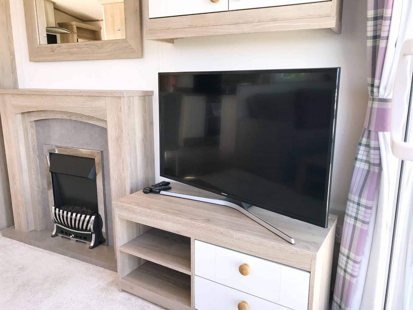 TV and fire at our static caravan at Trevornick, Newquay