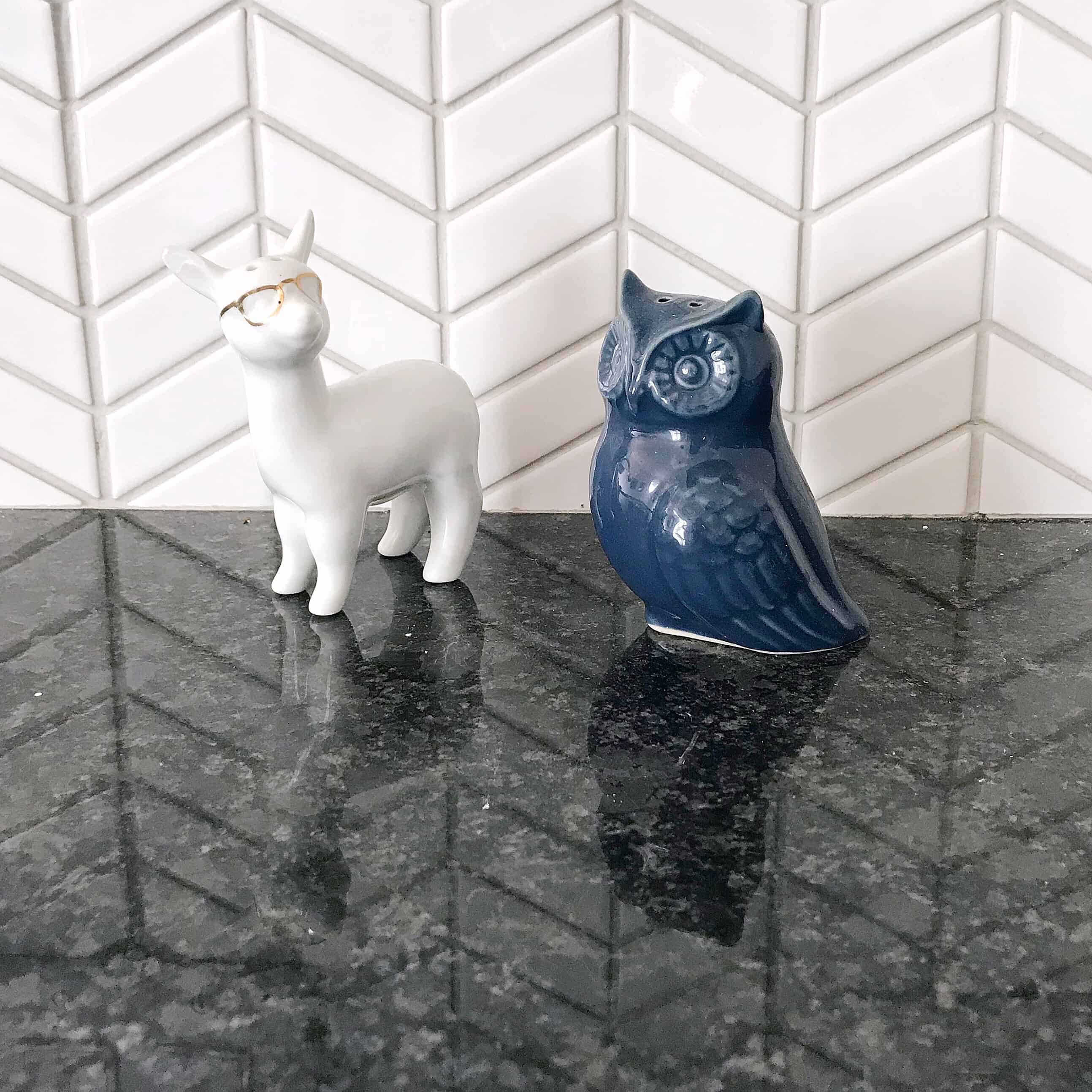 Quirky deer and owl salt and pepper shakers