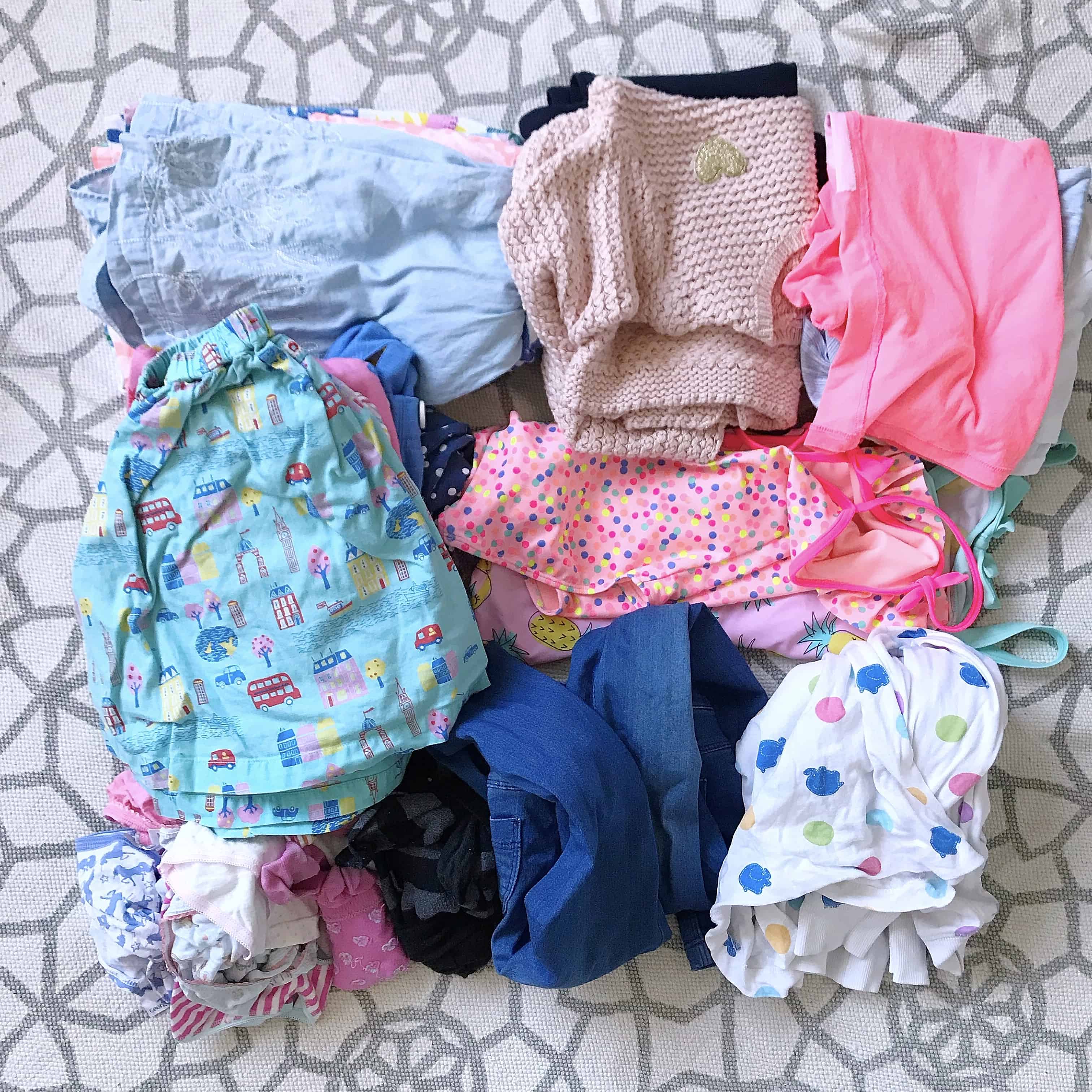 Girls clothes ready to pack