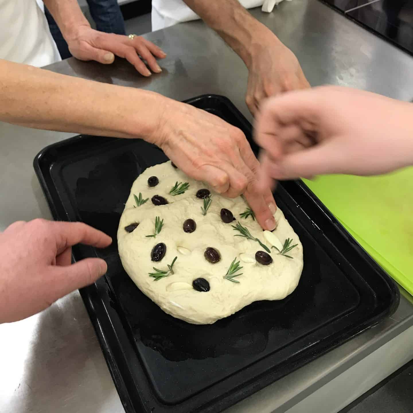 Making focaccia bread