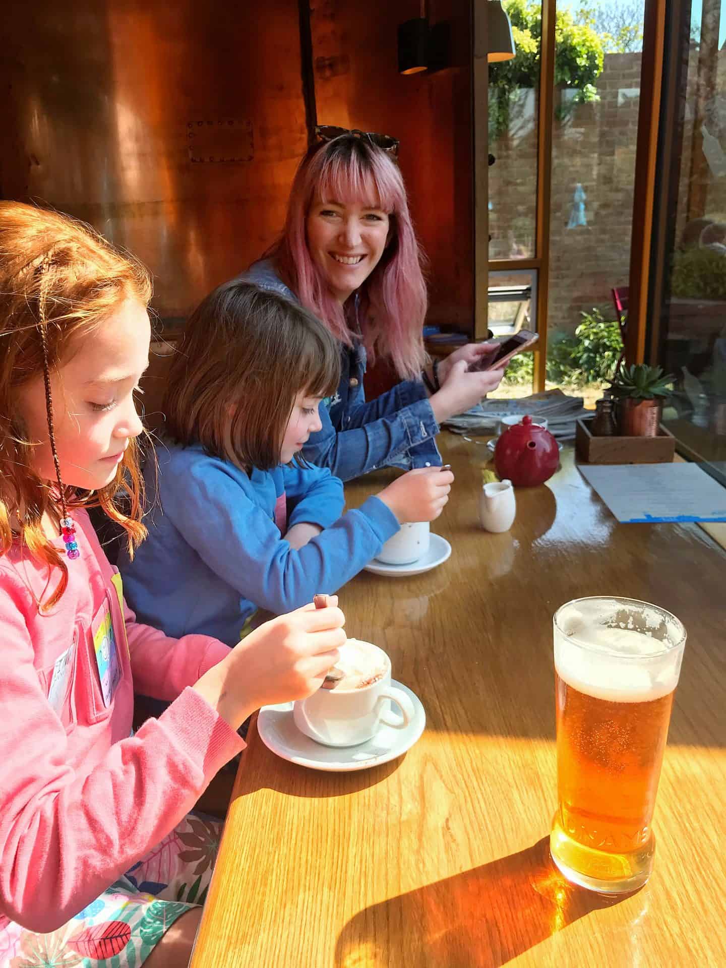 A few drinks at the Adnams cafe in Southwold