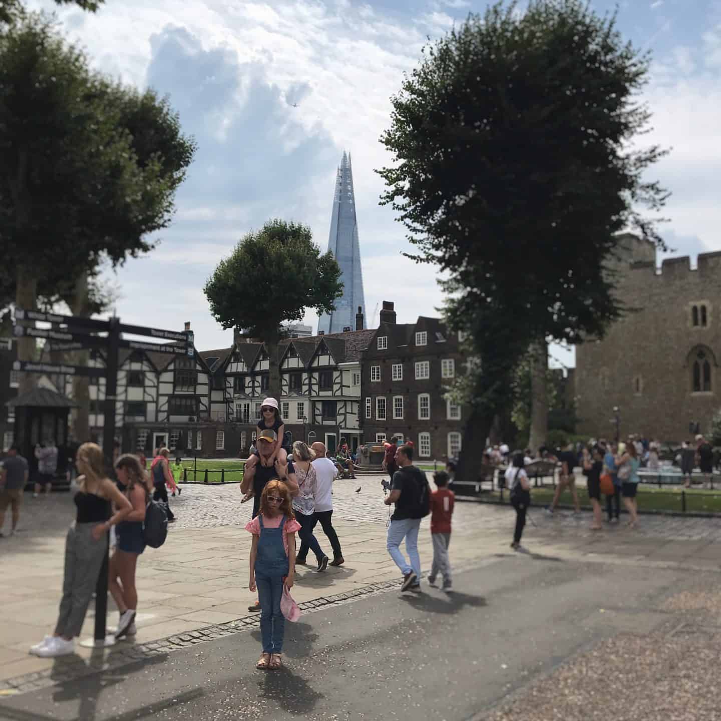 Ancient and modern. At the Tower of London with the Shard behind