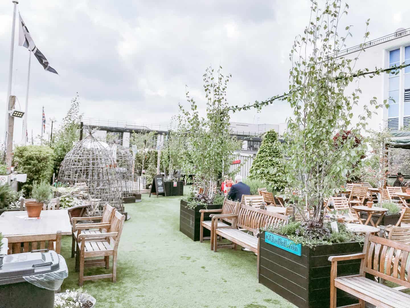 End of summer scenes at John Lewis' Roof Garden London