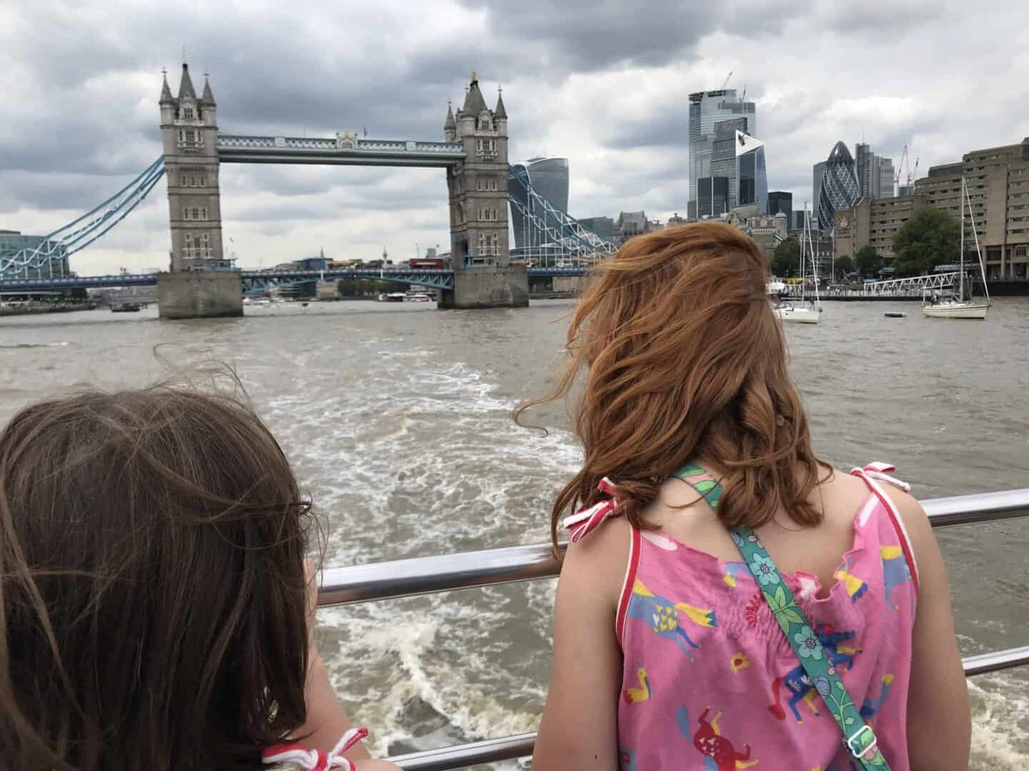 Looking at Tower Bridge from the Thames cruise