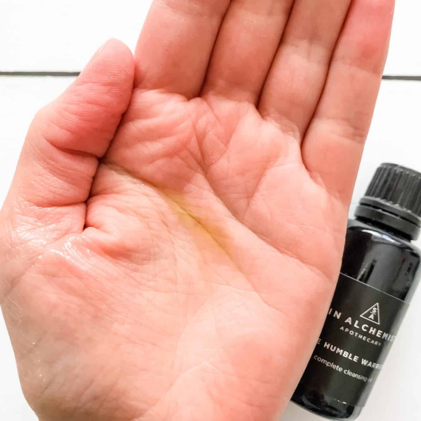 Skin Alchemist Humble Warrior Cleansing Oil on hand