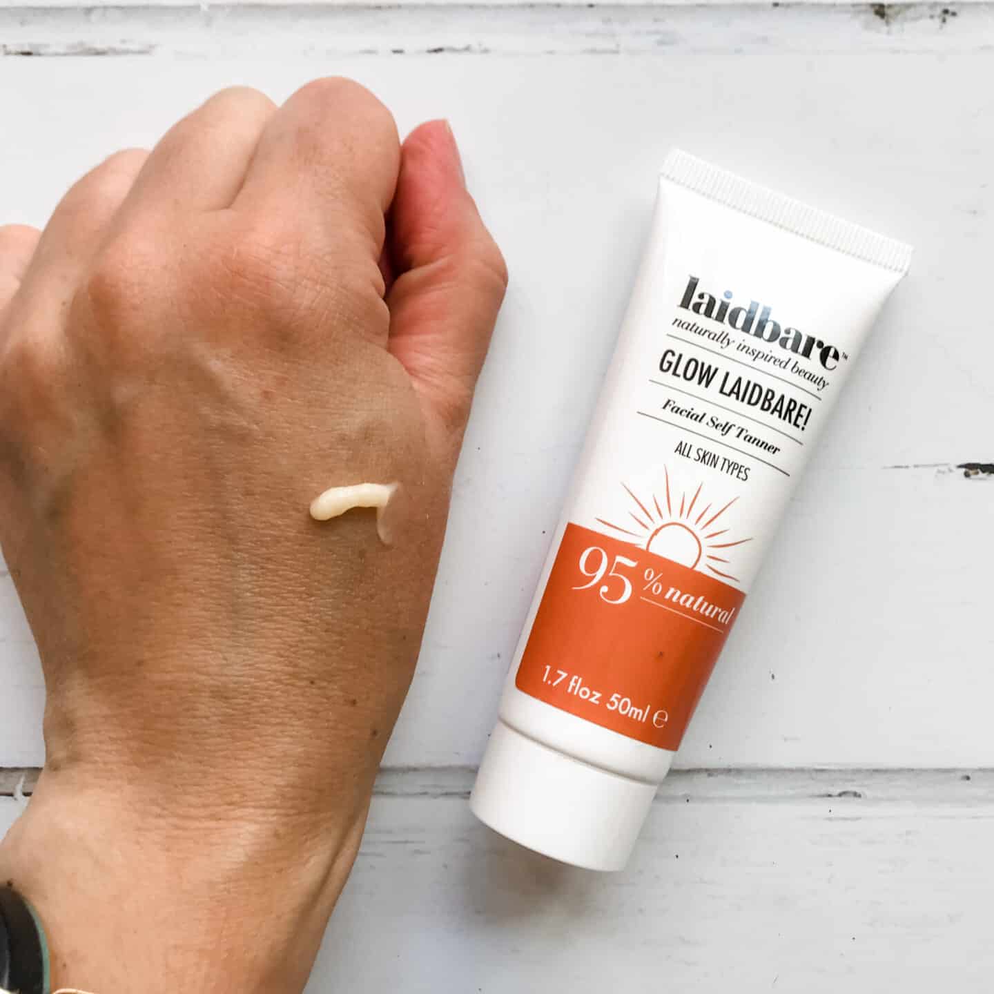 Laidbare Glow Laidbare Facial Self Tanner swatch on hand