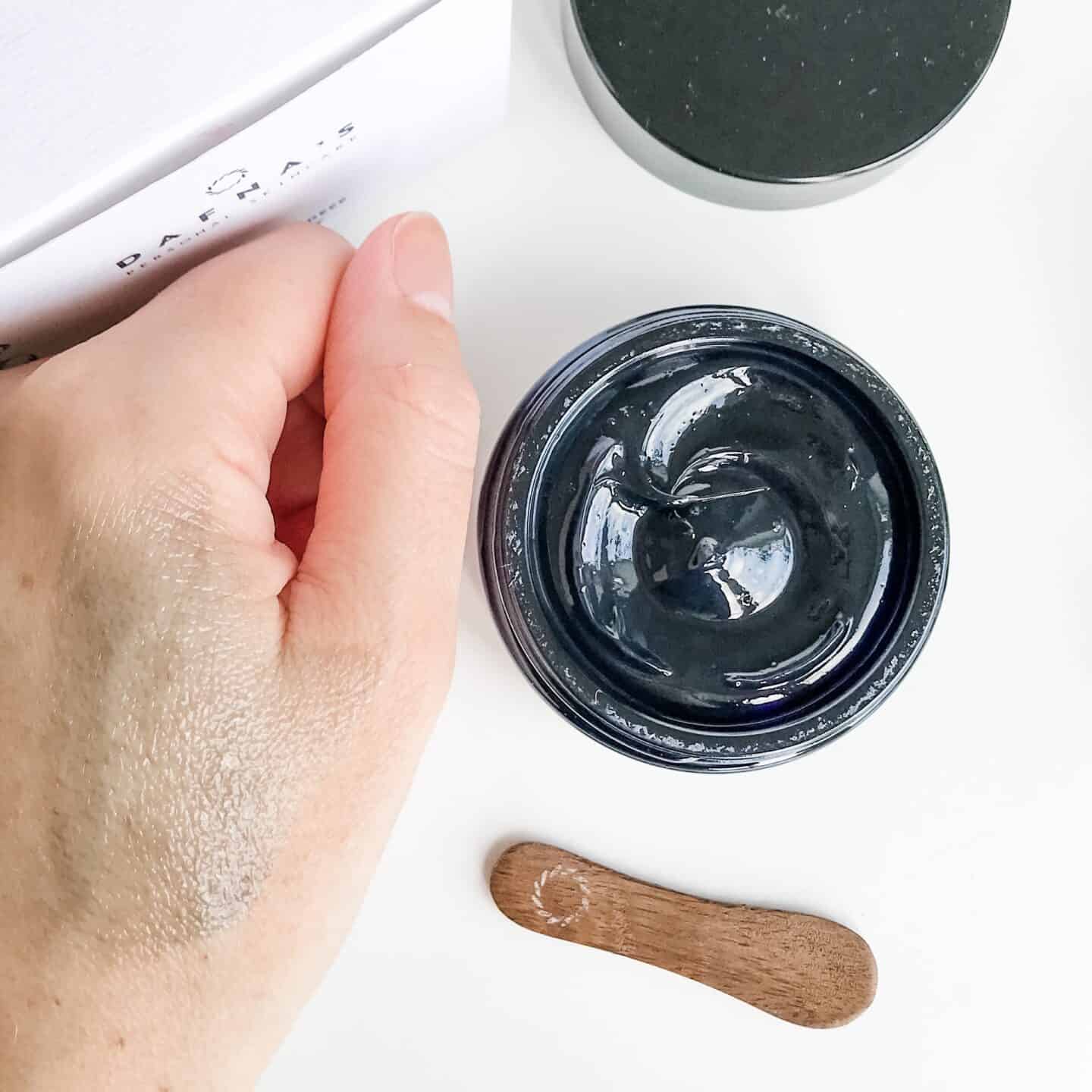 DAFNAS Personal Skincare Beyond Skin Deep Detoxify Brightening and Regenerating Exfoliation & Mask swatch smoothed in
