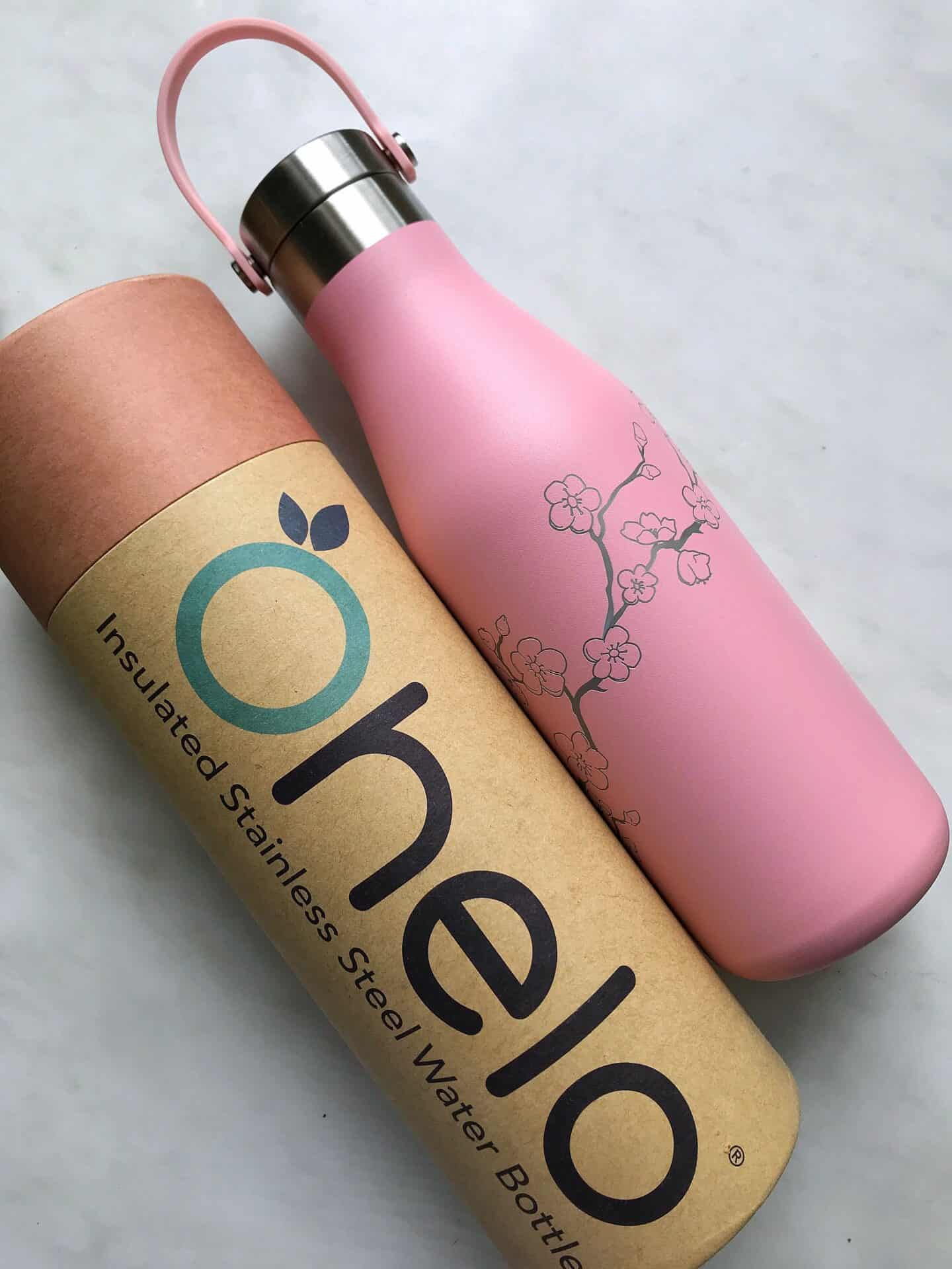 Pink Ohelo insulated stainless steel reusable water bottle