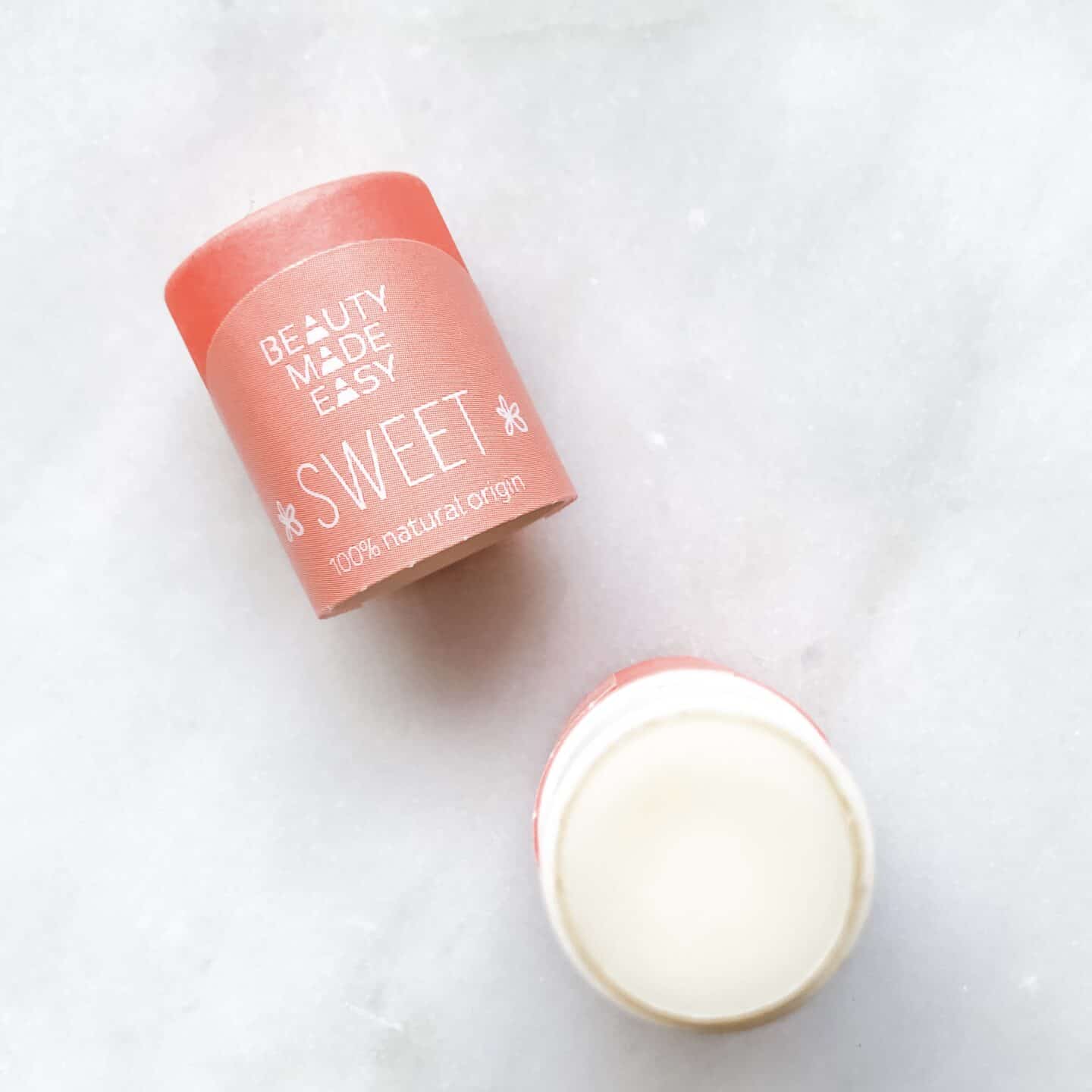 Beauty Made Easy Lip Balm with the lid off