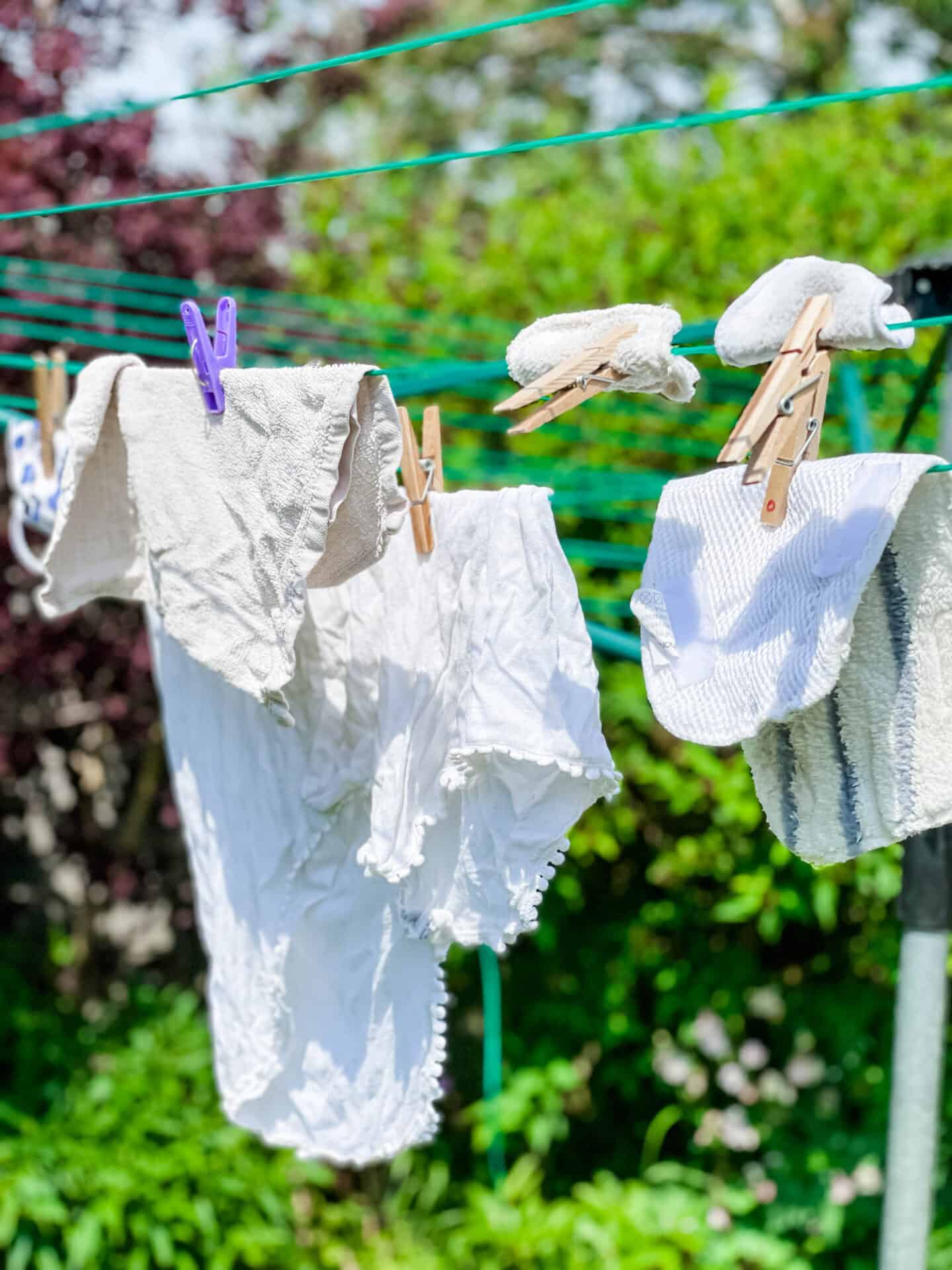 Washing hung out by a child