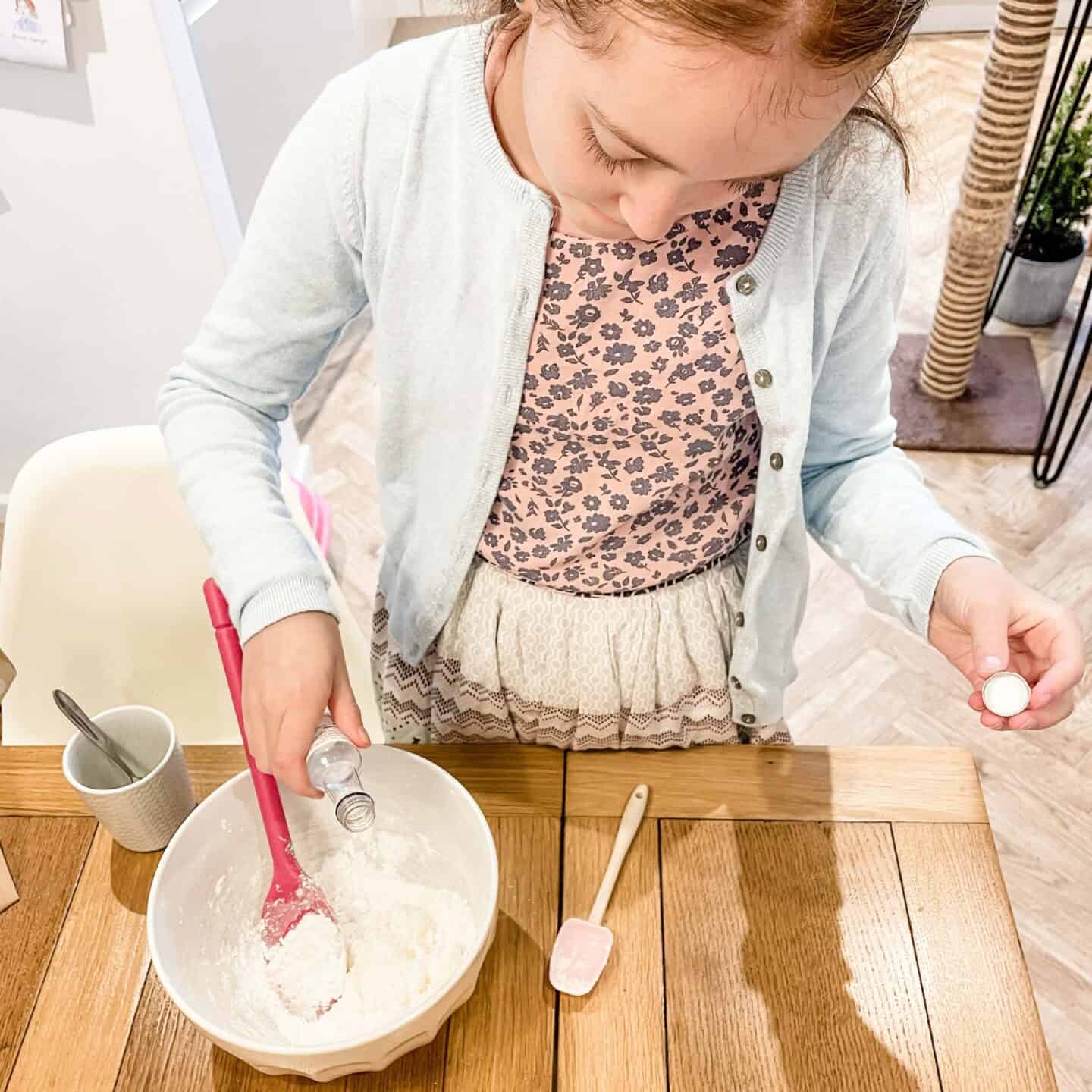 Child making peppermint creams