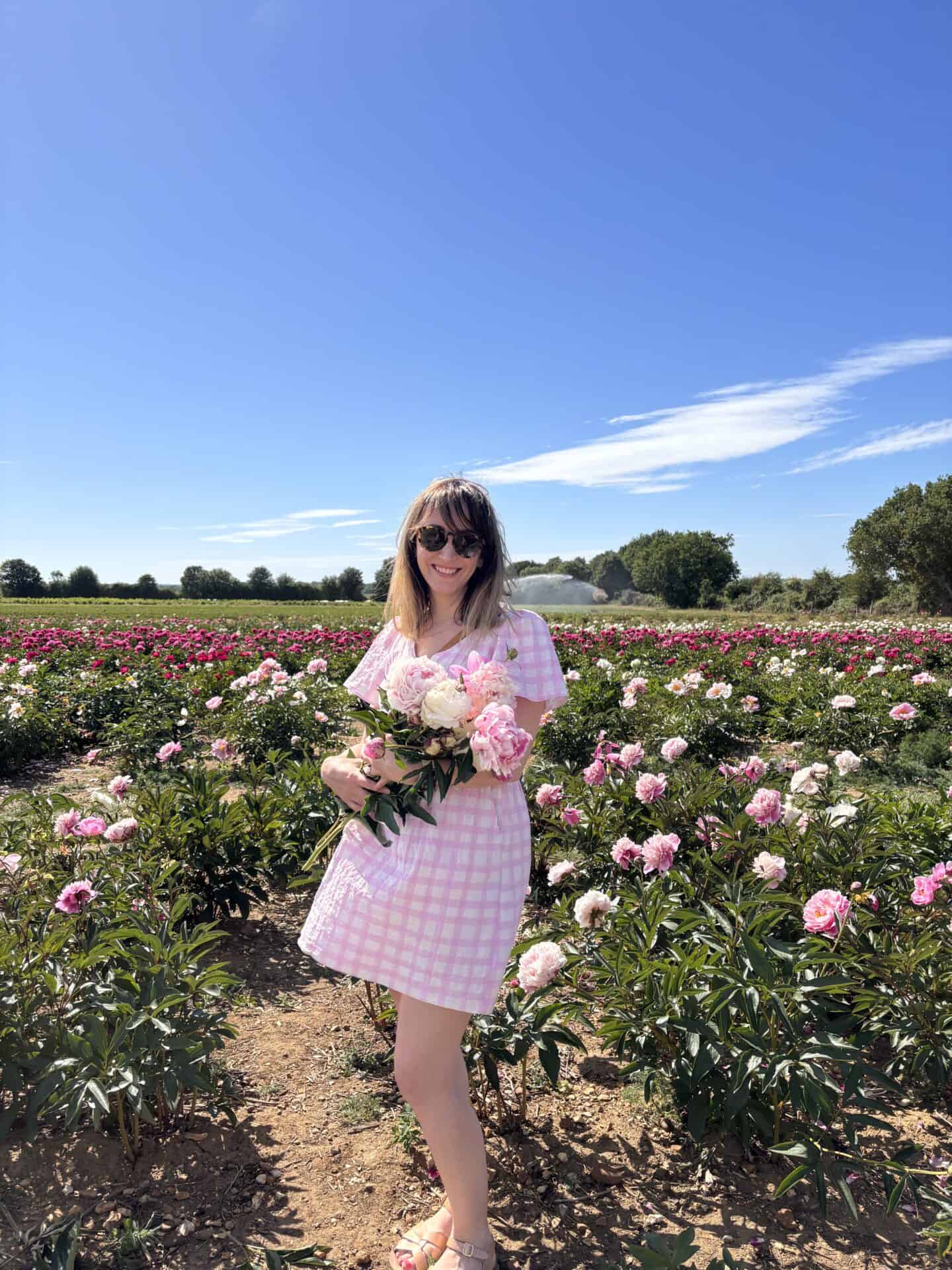 Becky at a peony farm