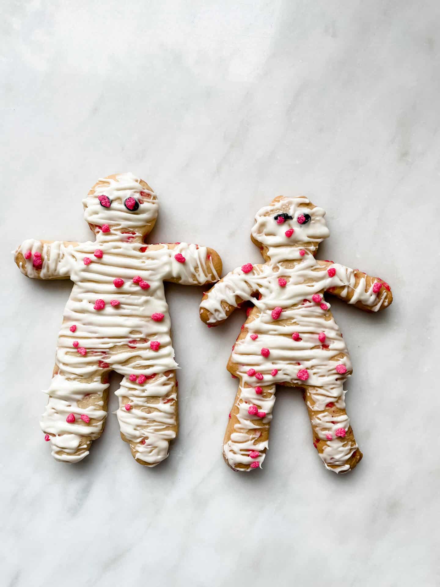 Homemade Halloween gingerbread mummy biscuits